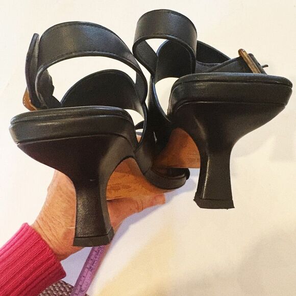 Vince Cira Square Toe Slingback Sandals Size 39 8.5 Black leather - Picture 6 of 11